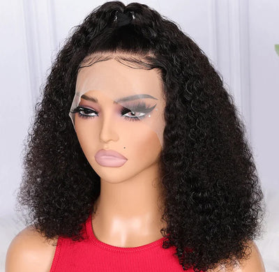 Brazilian Natural Black 13x4 Lace Front Curly Bob Wig Deep Wave Frontal Wigs Curly Human Hair Wig For Black Women