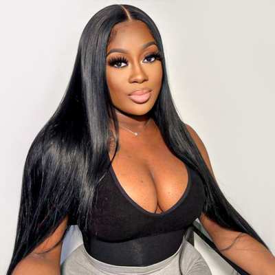 #2 Synthetic Straight None Lace Wig for Black Women Black Color 32 Inch Long Heat Resistant