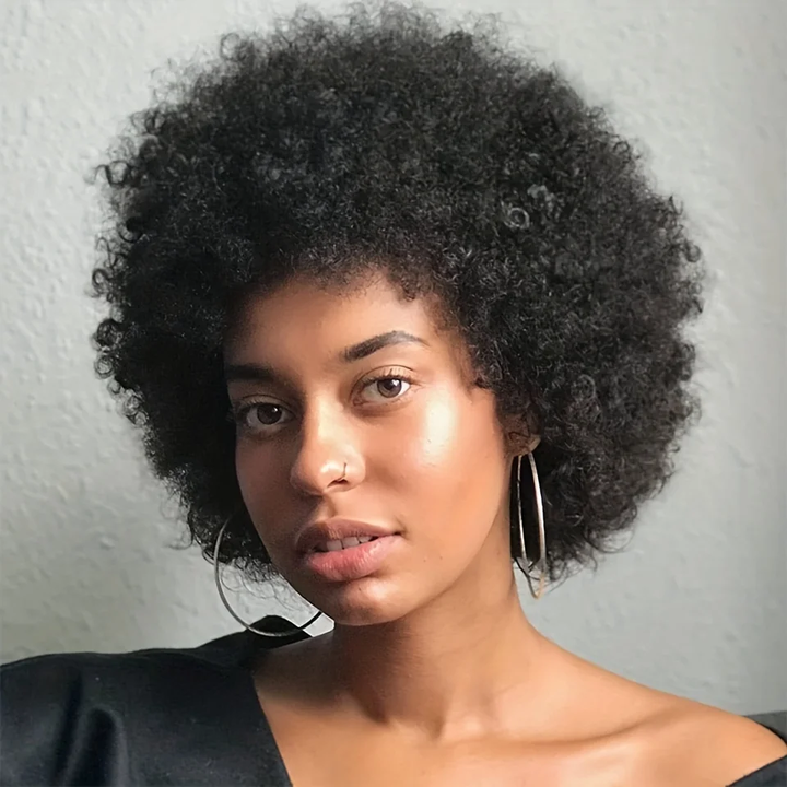 Natural Black 13x4 Lace Frontal New Pixie Cut Afro Kinky Curly Wig Explosive Hair Wigs For Women