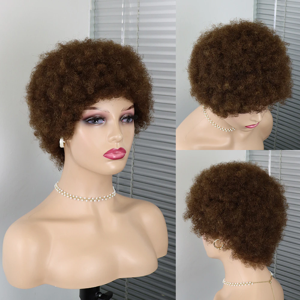 #99j JZ036 Pixie Cut Short Human Hair Wigs Remy Brazilian Hair Machine Made No Lace Wig