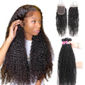 Kinky Curly 4 Bundles With Closure 5x5 Lace 100% virgin human hair