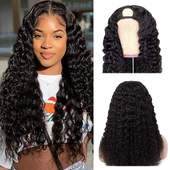 Lumiere Water Wave U Part Wig Human Hair No Leave Out Brazilian Glueless Upgrade V Part Wigs for Black Women