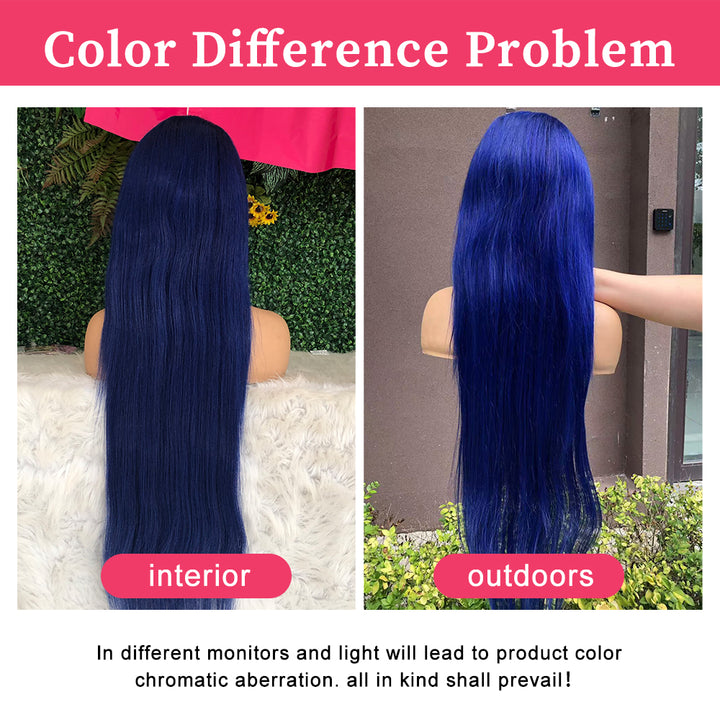 Lumiere Dark Blue Bomb Pre Colored 13x4 Body Wave Lace Frontal Human Hair Wig (No Code Need)