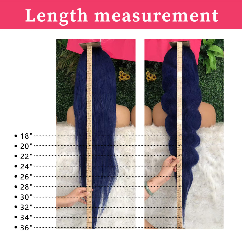 Lumiere Dark Blue Bomb Pre Colored 13x4 Body Wave Lace Frontal Human Hair Wig (No Code Need)