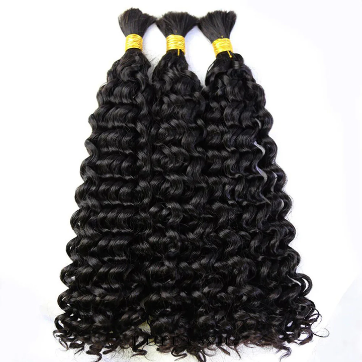 Human Braiding Hair Natural Black One Bulk Water Wave Human Hair for Braiding No Weft 100% Unprocessed Brazilian Remy Human Hair