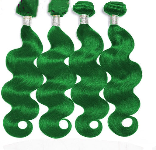 Grass Green Blonde Body Wave 4 Bundles with 13*4 Frontal Human Virgin Hair