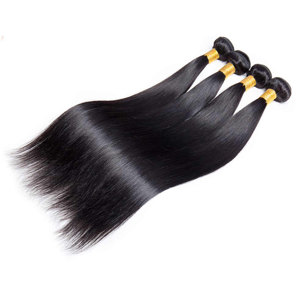 Cheveux droits d'os 4 paquets avec l'extension frontale de cheveux de Remy de la dentelle 13X4