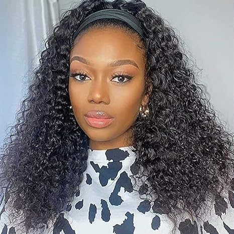 Deep Wave Headband Wigs Brazilian Human Hair Wigs No Lace Wig