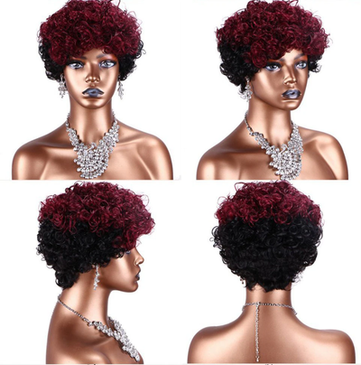 Short Human Hair Wigs Pixie Cut Curly Brazilian Hair for Black Women Machine Made Human Hair Wig