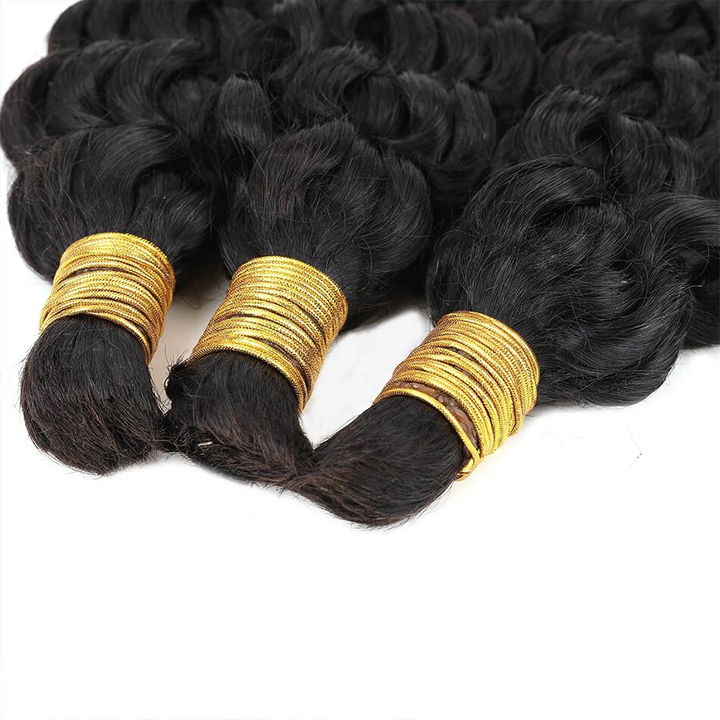 Human Braiding Hair Natural Black One Bulk Water Wave Human Hair for Braiding No Weft 100% Unprocessed Brazilian Remy Human Hair