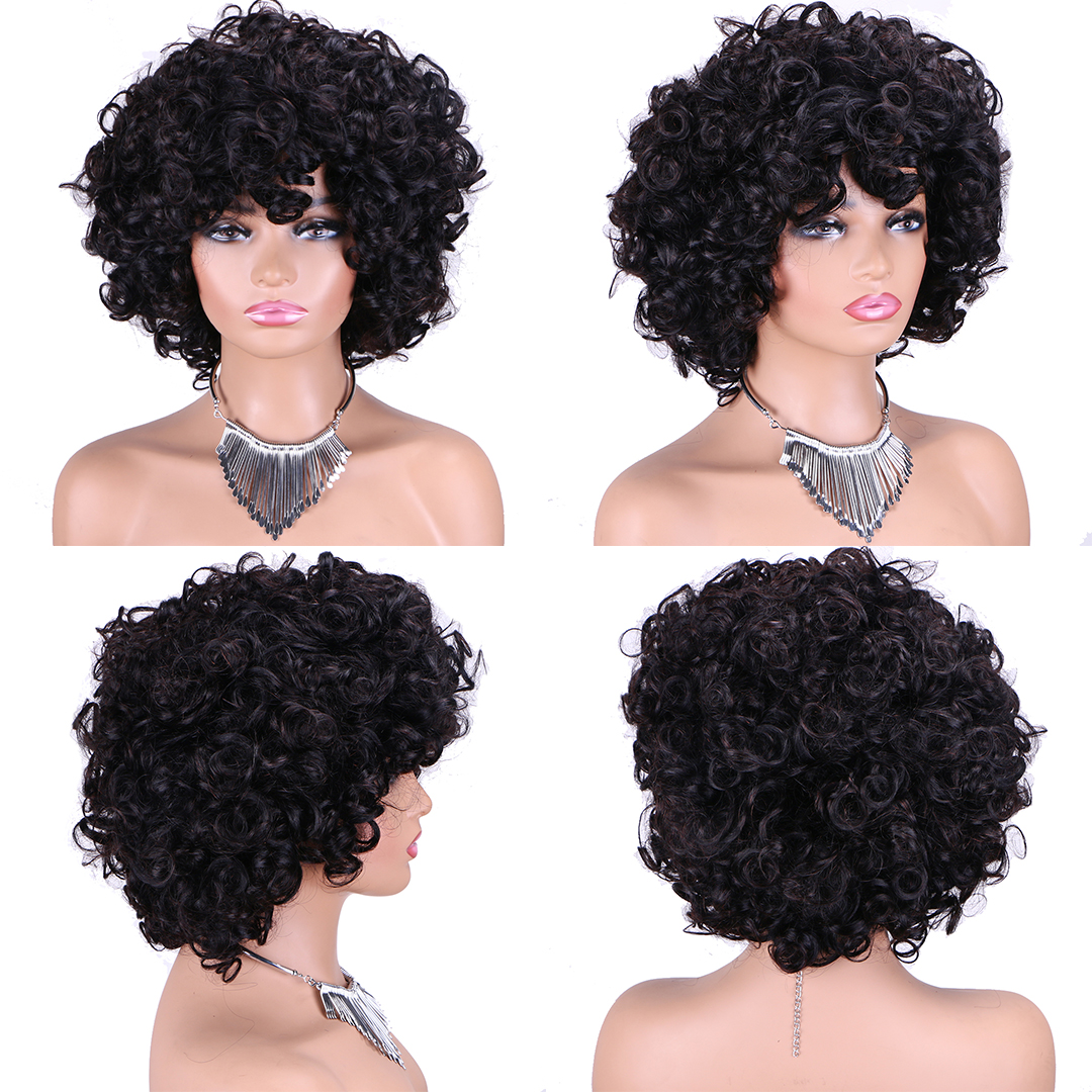 Short Human Hair Wigs Pixie Cut Straight Remy Brazilian Hair Machine Made No Lace Wig