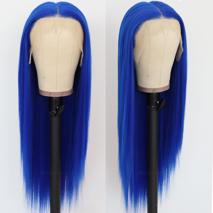 Lumiere Dark Blue Bomb Pre Colored 13x4 Straight Lace Frontal Human Hair Wig (No Code Need)