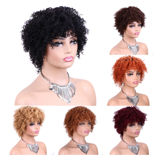 Short Human Hair Wigs Pixie Cut Straight Remy Brazilian Hair Machine Made No Lace Wig