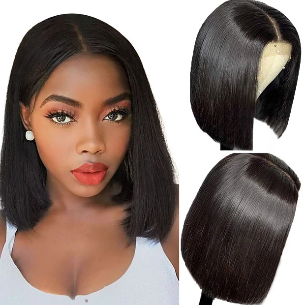 Wear &amp; Go Glueless Wavy Bob 13x4 / 4X4 Lace Front Glueless Human Hair Wigs Pour Les Femmes Noires 