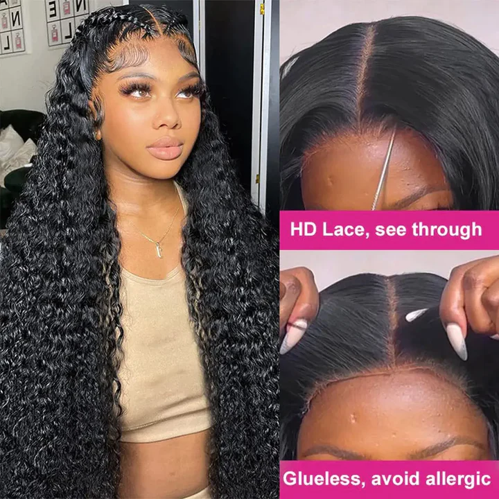 Kinky Curly 5X5/13X6 HD Transparent Lace Front Wigs Pre Plucked Hairline Best Human Hair Wig-Lumierehair