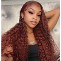 Lumiere Hair Easy To Wear Color #33 Reddish Brown Deep Wave 4x4 & 5x5 Pre-cut lace Glueless Wig With Baby Hair