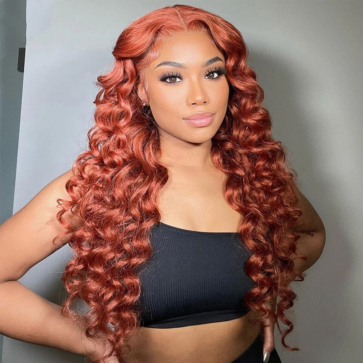 #33 Reddish Brown 13x4 Lace frontal Loose Deep Wave 4x4 Closure Human Hair Wigs Pre-plucked Hairline with Baby Hair