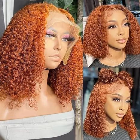 Lumiere A1 Customized #350 Color Short Bob Lace Front Wigs 13X4 Curly Bob Wigs For Black Women