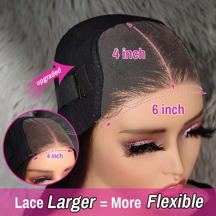 Longue ligne droite Wear &amp; Go Glueless Lace Frontal perruques de cheveux humains 