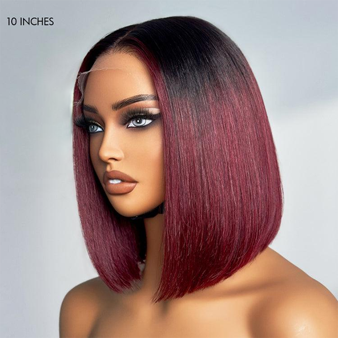 15A Lumiere Blunt Cut Short Bob T/4 Brown 13x4 Lace Front Wig T/99J Red Straight Human Hair Wigs 250% Density