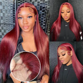 99J 13x4 HD Lace Front Wig Brazilian Straight Colored Human Hair Wigs For Women