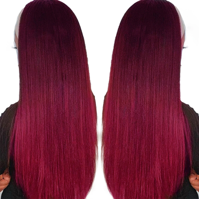 Burgundy Straight Hair Headband Wigs For Black Women Lumiere Hair Peruvian Full Machine Made Colored Human Hair Wigs