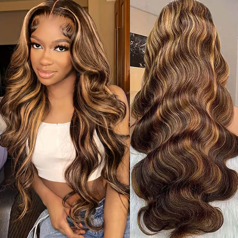 Lumiere #350 Ginger Colored Body Wave 13x4 Lace Frontal Human Hair Wigs (No Code Need)