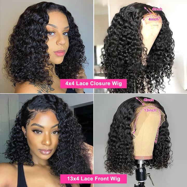 Jerry Curly Bob Wig Human Hair Lace Front Wigs Pre Plucked Glueless Wig 180% Density