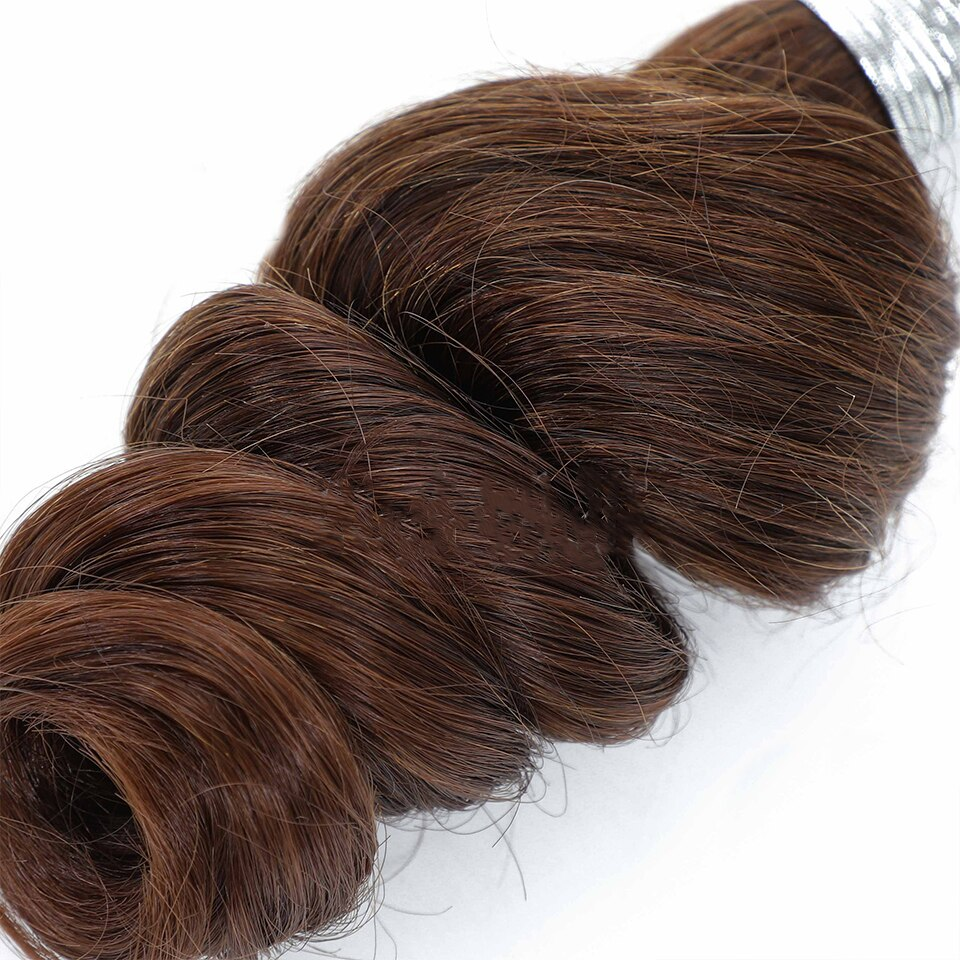Lumiere #4 Brown Loose Deep Human Hair Weave 3 Bundles Extensions 8-30 Inch