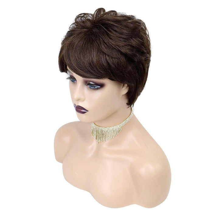 Pixie Cut perruque cheveux humains court bob Full Manchine fait perruque avec frange pour les femmes 