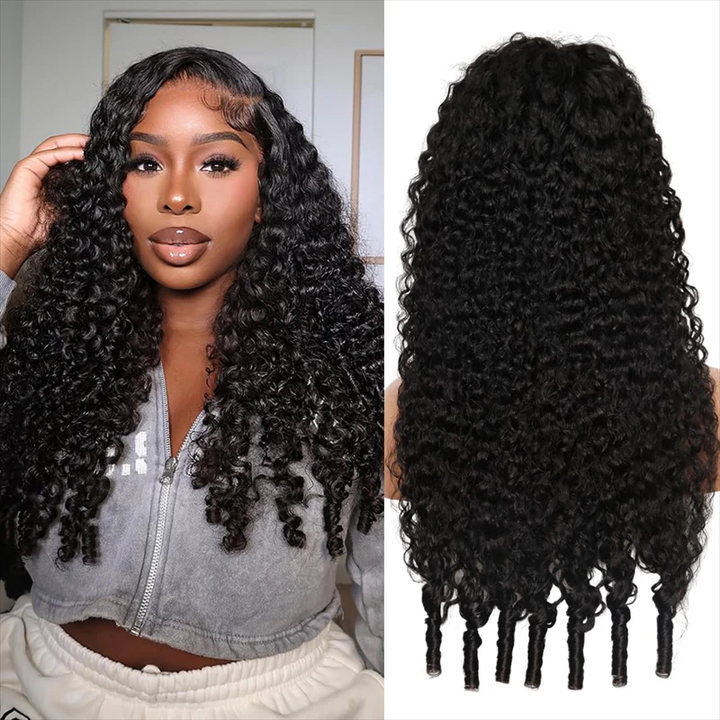 Perruque de cheveux humains sans colle Water Wave Lace Frontal Wear &amp; Go pré-épilée avec des cheveux de bébé 