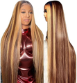 Lumiere Highlight P4/27 Honey Blonde Straight 13x4 HD lace frontal Wigs Human Hair With Baby Hair (No Code Need)