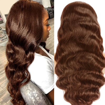 13x4 Chocolate Brown Body Wave Lace Front Wigs Human Hair HD Lace Frontal Wig Preplucked Colored Virgin Hair