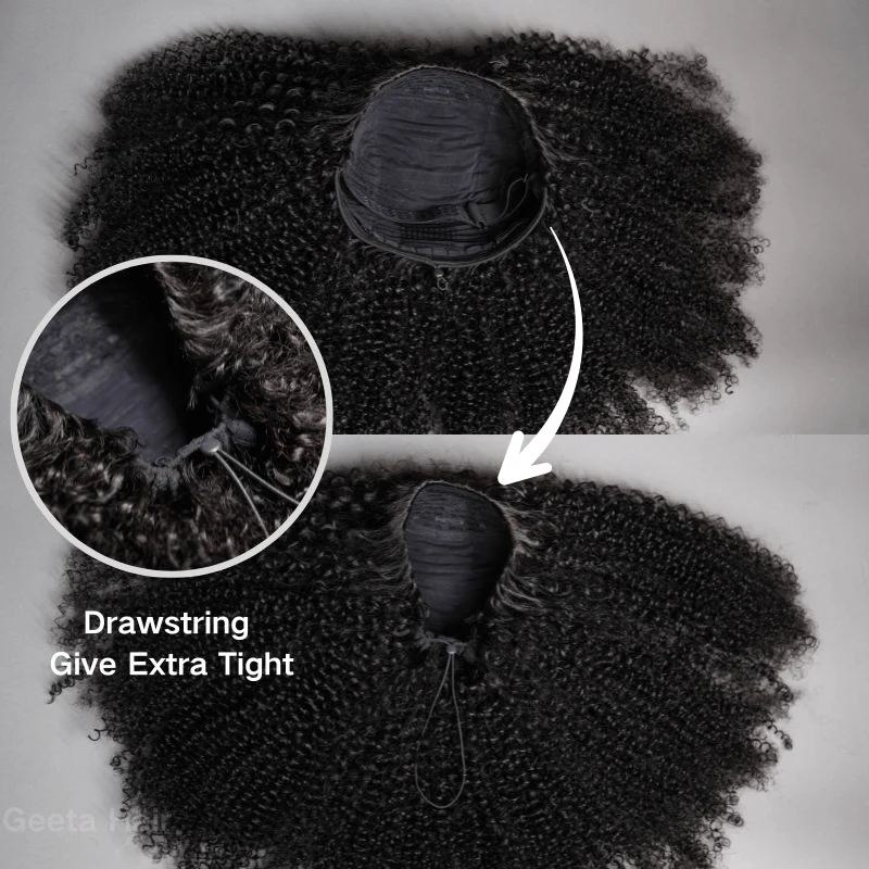 [3 In 1 Half ] Water Wave Half Wig No Lace Invisi Drawstring Glueless Put On and Go Human Hair Wig