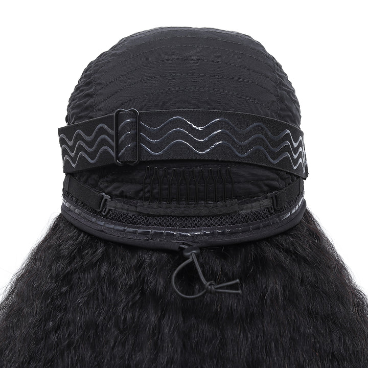 [3 In 1 Half ] Wig Human Hair Yaki Straight Glueless Wear & Go Half Wig Beginner Friendly Seamless Wig