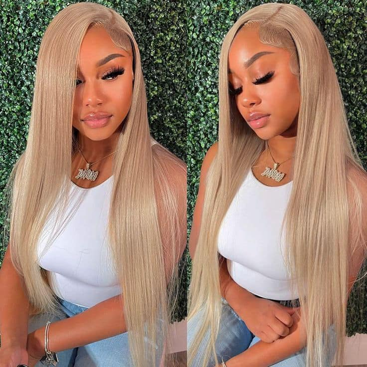 TikTok Trend| Lumiere Light Flaxen Brown Colored Straight/Body Wave Lace Frontal Wig For Black Girl
