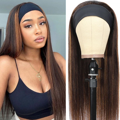 30 inches Ombre P4/30 Highlight Straight Headband Wig Human Hair Wigs For Black Women