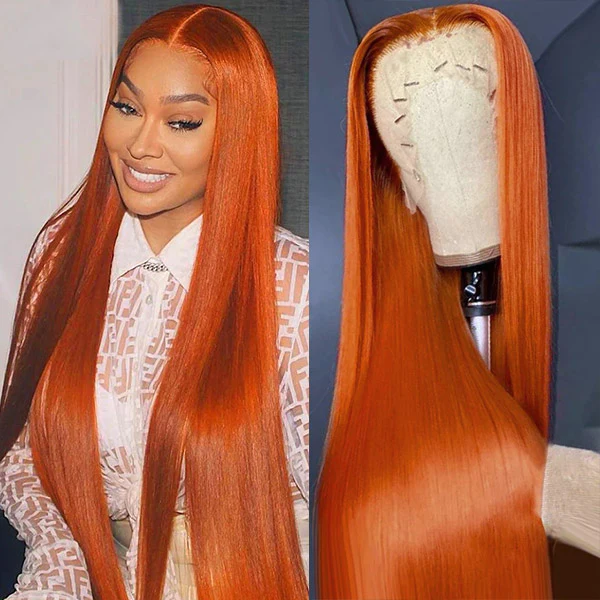Lumiere $162=30inch| Pre Plucked #350 Ginger 13x4 Lace Front Wigs Straight Human Hair Wigs With Natural Hairline (No Code Need)