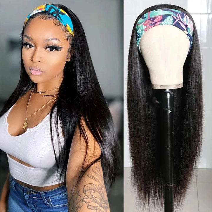 Lumiere Brazilian Straight Headband Human Hair Wigs for Black Women
