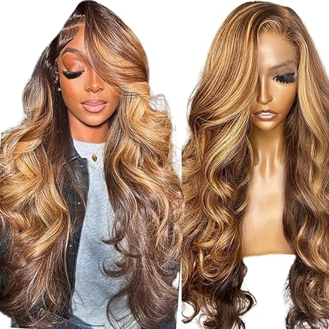 Lumiere 13x4 Body Wave Highlight Lace Front Wig Human Hair P4/27 Colored Wigs Honey Blonde Glueless Wigs (No Code Need)