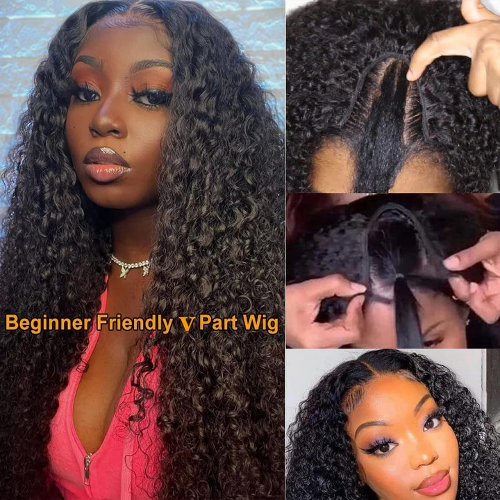 Lumiere Water Wave U Part Wig Human Hair No Leave Out Brazilian Glueless Upgrade V Part Wigs for Black Women