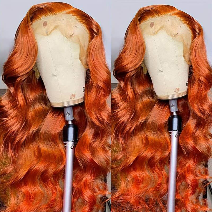 #350 Ginger Straight HD Transparente Frontal Perucas Cabelo Humano Feminino 