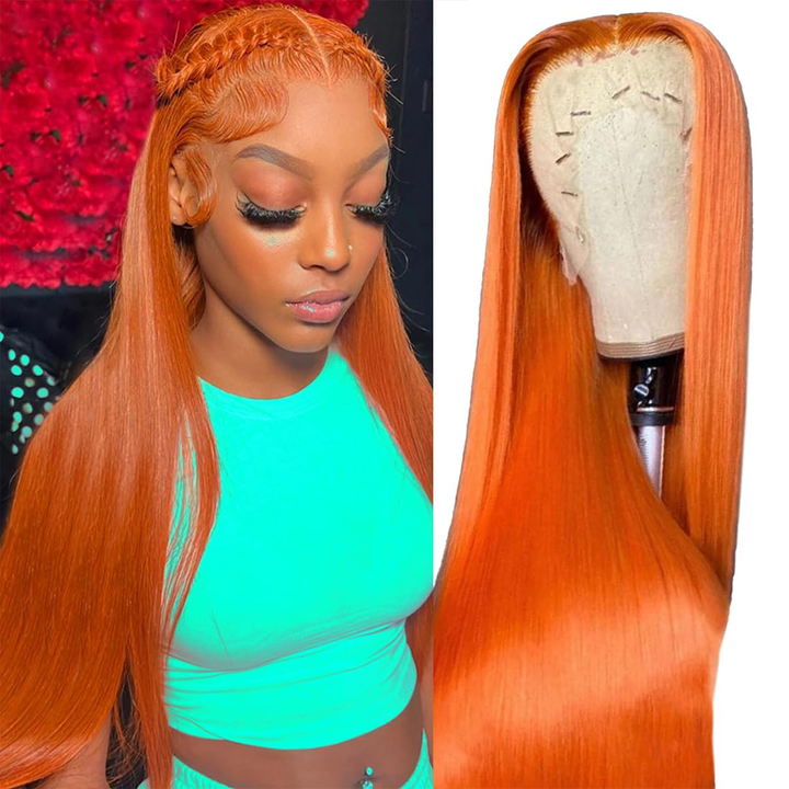 Lumiere Pre Plucked #350 Ginger 13x4 Lace Front Wigs Straight Human Hair Wigs With Natural Hairline (No Code Need)