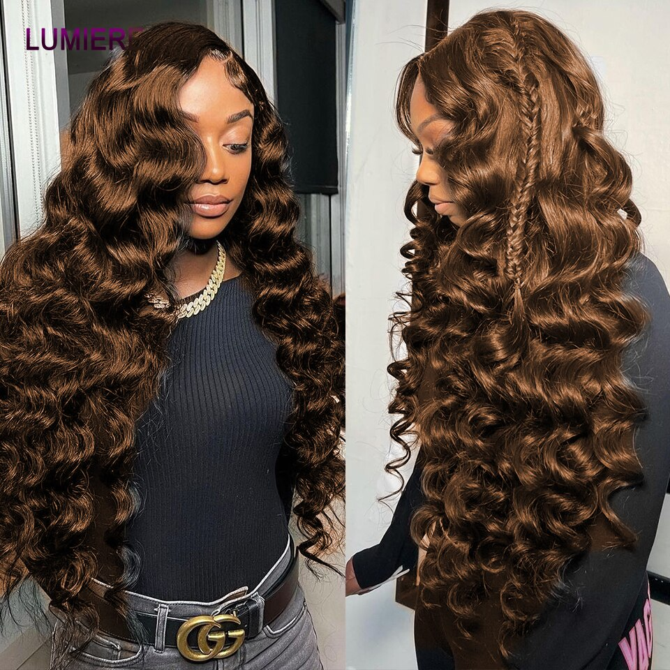 #4 Brown Loose wave 4 Bundles Deal Brazilian Ombre Hair 100% Human Hair Weaves Natural Color