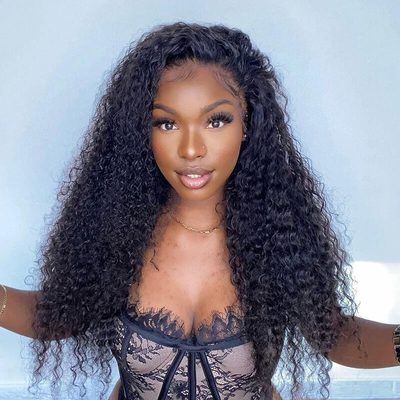 Wear & Go Fluffy Kinky Curly HD Transparent Lace Front Wigs 13x4/5*5 Real Human Hair Wig Pre Plucked Hairline