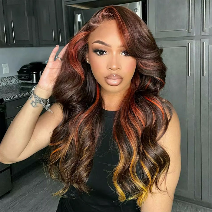 Mettez en surbrillance 99J Blonde Body Wave Lace Front Wig pour les femmes 