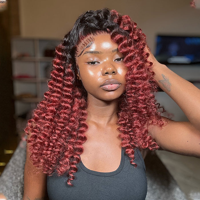 1B/33 Ombre Loose Deep Wave HD 13x4 Lace Frontal Wig Colored Human Hair