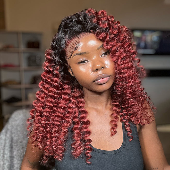 1B/33 Ombre Loose Deep Wave HD 13x4 Lace Frontal Wig Colored Human Hair