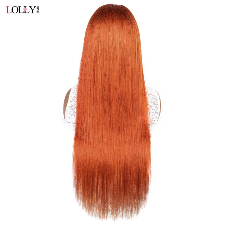 #350 Ginger Orange Headband Wig Straight Human Hair Wig Colored Full Machine Made Wig