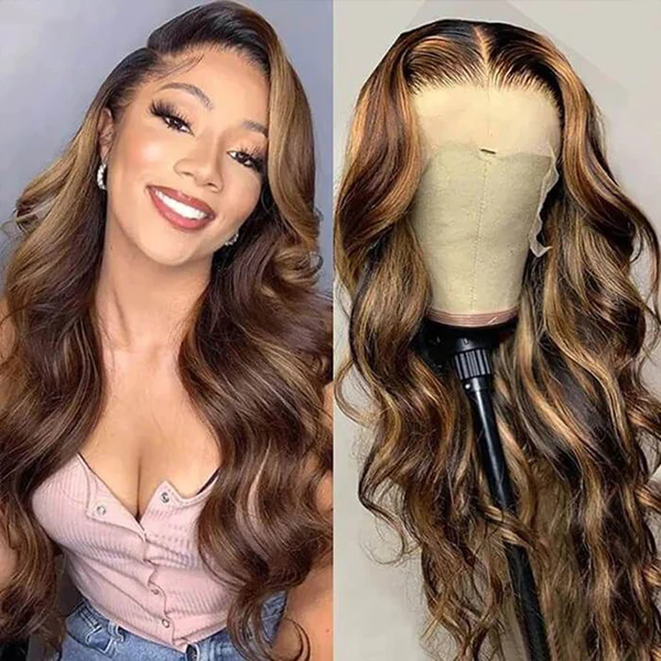 Lumiere P4/27 Highlight Wig Brazilian Body Wave Wig 13x4 Lace Front Human Hair Wig